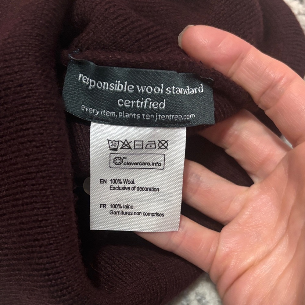 Dark Burgundy Wool Beanie - Picture 2 of 3
